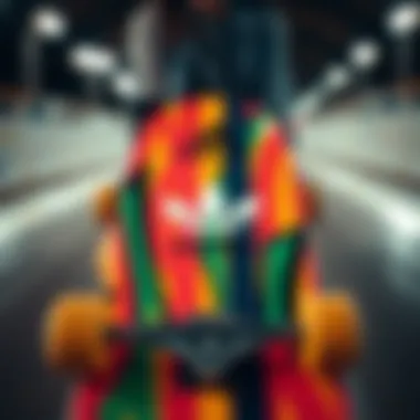 The Fusion of Skateboarding and Adidas Identity A vibrant skateboard deck adorned with Adidas branding