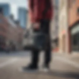 Adidas side bag showcasing its sleek design against a urban backdrop
