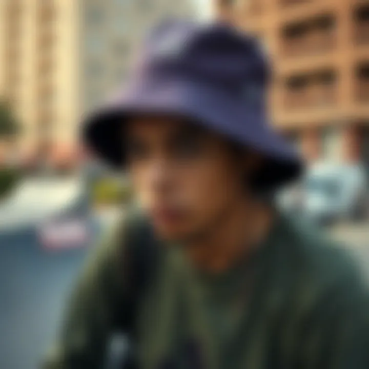 Urban Vibes with the adidas Sport Bucket Hat Skateboarder wearing an adidas sport bucket hat in an urban skatepark setting.