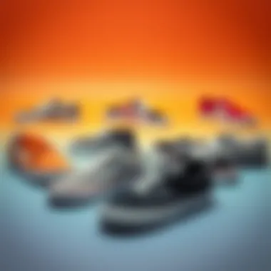 Diverse Range of Affordable Vans Shoes A collection of various budget-friendly Vans shoes displayed on a vibrant background