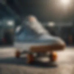 Close-up of breathable material used in skate shoes