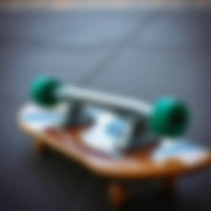 Skateboard deck mounted with 8.0 Independent trucks, emphasizing compatibility.