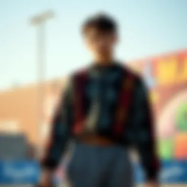 Vibrant Patterns in Skate Culture A stylish cropped zip sweater showcasing vibrant patterns and textures