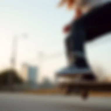Skateboarding in Dickies 873 Action shot of skateboarding while wearing Dickies 873