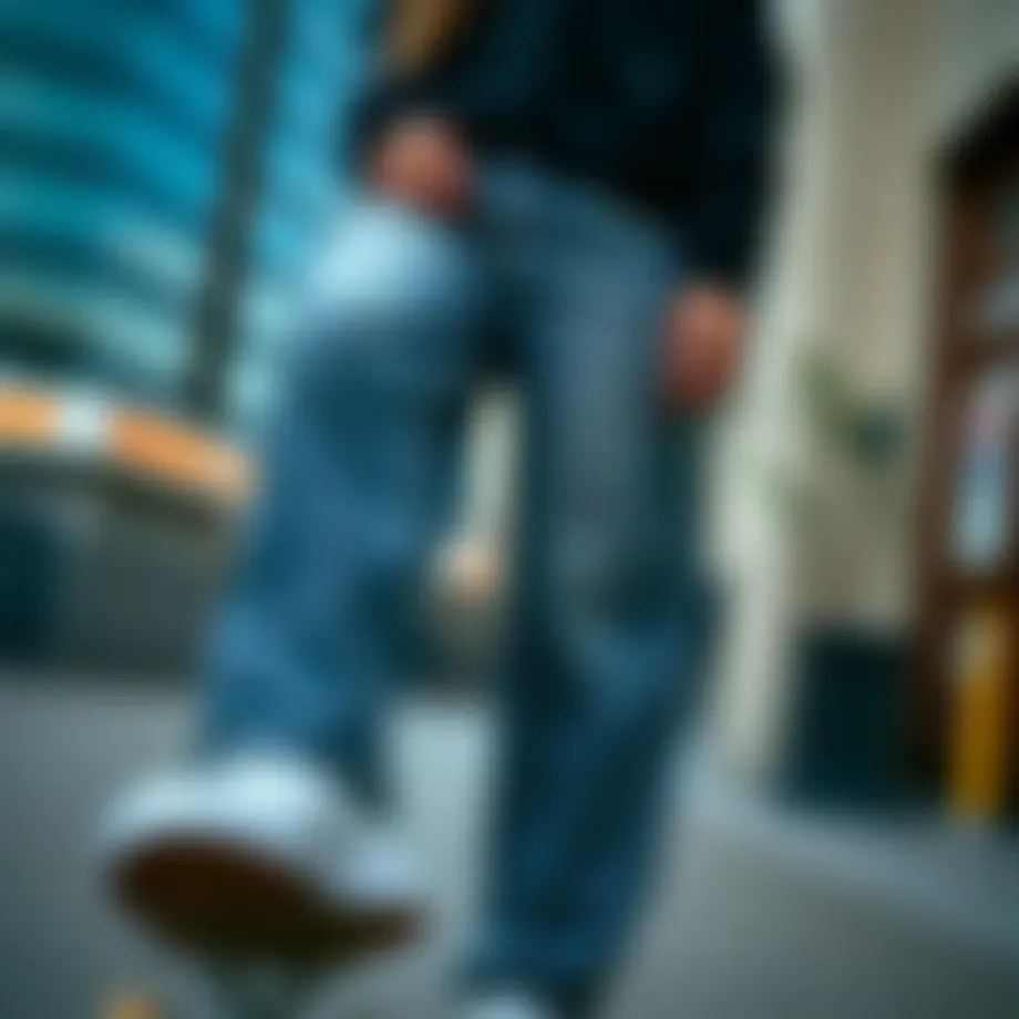 Stylish display of Dickies 873 pants in an urban setting