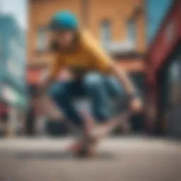 Stylish skateboard outfit with vibrant colors