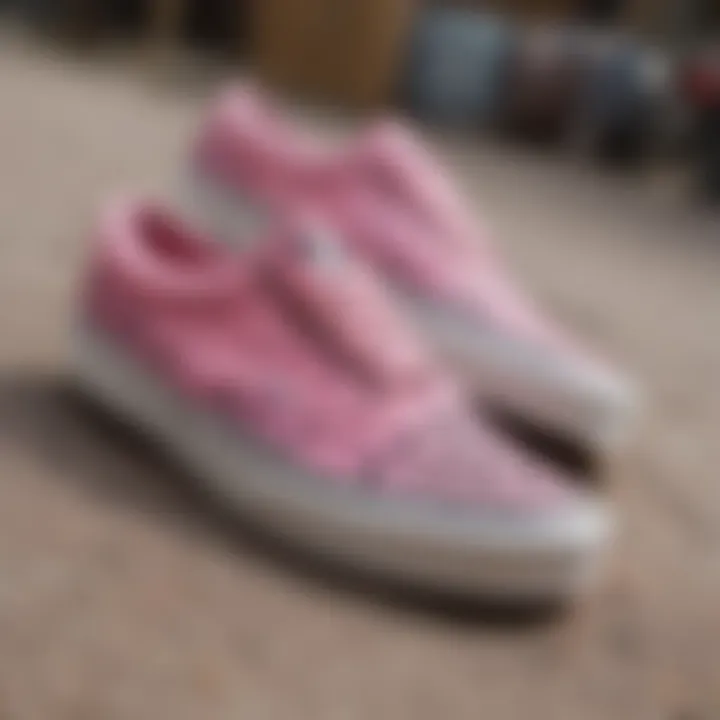 Close-up of Pink Leopard Vans showcasing unique design elements