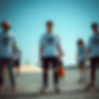 Embodying Skate Culture Group of skateboarders wearing adidas white t-shirts.