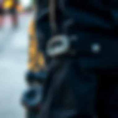 Details Matter: The Aesthetic of Overalls Close-up of black fitted overalls with skateboarding gear