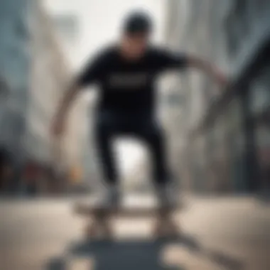Skateboarding in Style with Black Low Vans Skateboarder performing a trick while wearing black low Vans, emphasizing functionality.