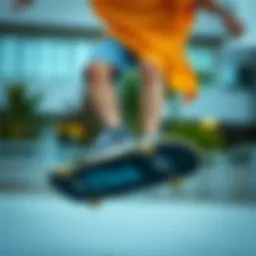 Dynamic skateboarder showcasing Ethika shorts in action