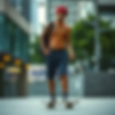Urban Style with Ethika Shorts Stylish skateboarder wearing Ethika shorts in urban setting