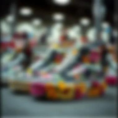 A selection of different flower platform vans styles on display
