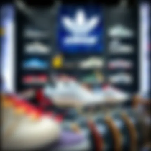 Diverse Adidas Footwear Collection Diverse range of Adidas footwear on display in a retailer