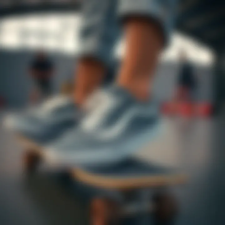 Iconic grey Vans in a skateboarding environment