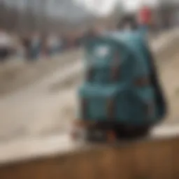 Stylish half pint backpack for skateboarders with unique design elements