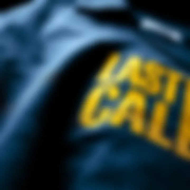 Detailed View of Last Call Shirt Fabric Close-up of Last Call shirt material showcasing unique fabric choice