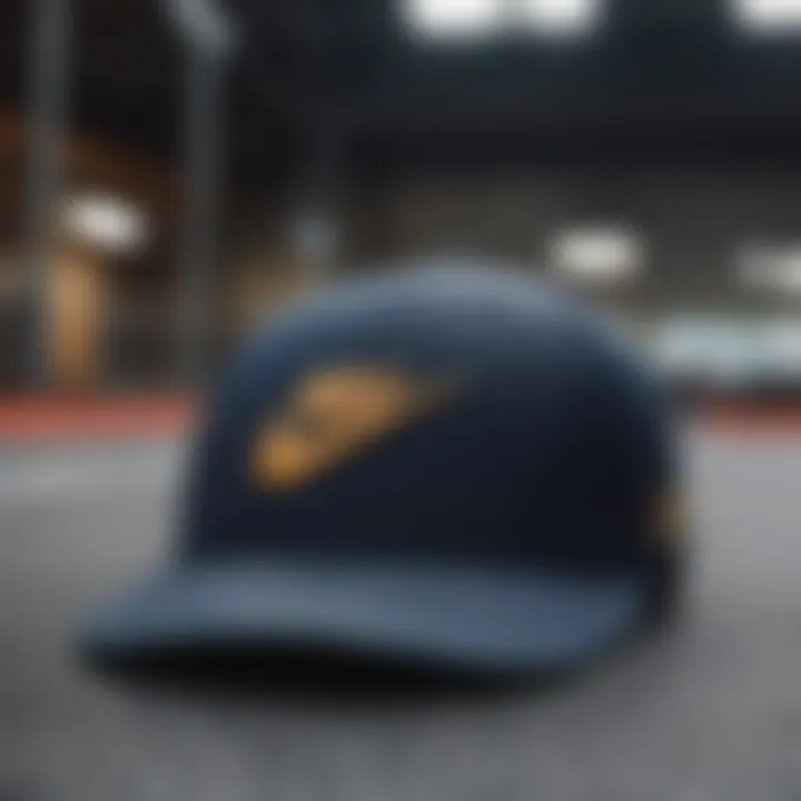 Close-up of Nike cap's advanced fabric technology