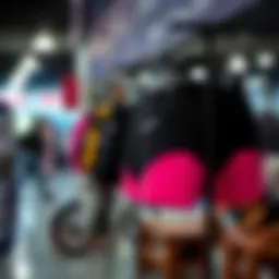 Stylish pink black biker shorts on display