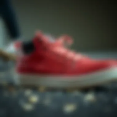 Materials Used in the Red Fila Disruptor 2 Construction Close-up of materials used in the Red Fila Disruptor 2 construction