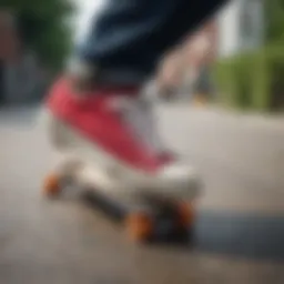 Sakonis shoes showcased on a skateboard