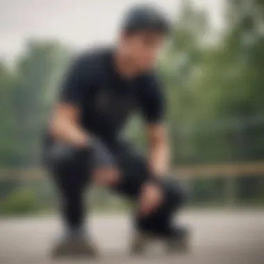 Wrist Guards: Safety in Action Skater wearing wrist guards while performing tricks