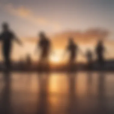 Community Spirit at Sunset A group of skaters enjoying a sunset session, embodying community spirit