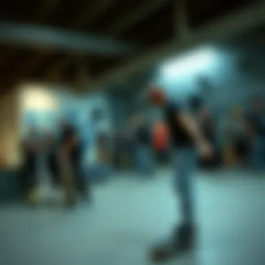 Community Gathering of Skateboard Enthusiasts A community gathering of skateboard enthusiasts in an alternative space