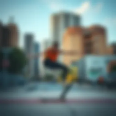 Urban Backdrop of Skate Culture Aesthetic A dynamic urban backdrop highlighting the skate culture aesthetic