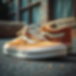 Stylized shot of Vans Old Skool Beige Suede showcasing texture and color