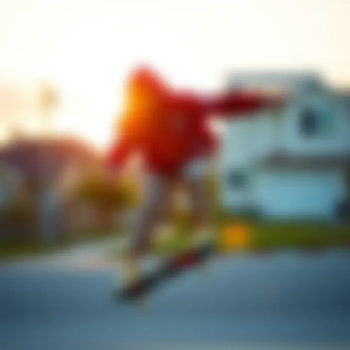 Dynamic Skateboarding Moment in Members Only Jacket Skater performing tricks while wearing a Members Only cartoon jacket