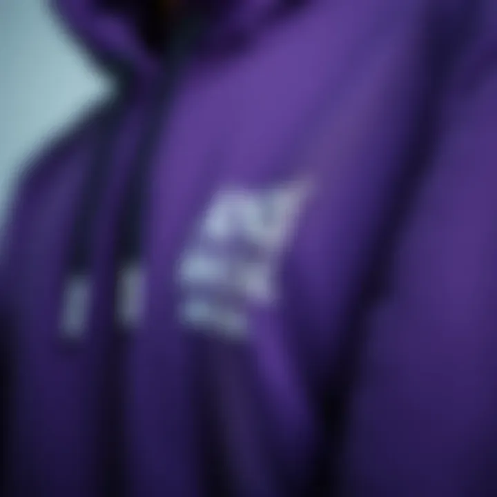 Close-up of hoodie fabric texture and logo