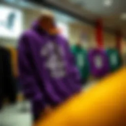 Purple Anti Social Social Club hoodie on display