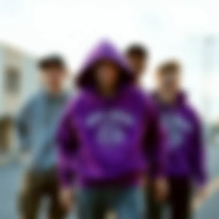 Group of friends showcasing street style with the hoodie
