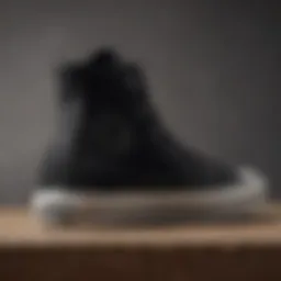 A close-up of black suede Converse showcasing their texture and design