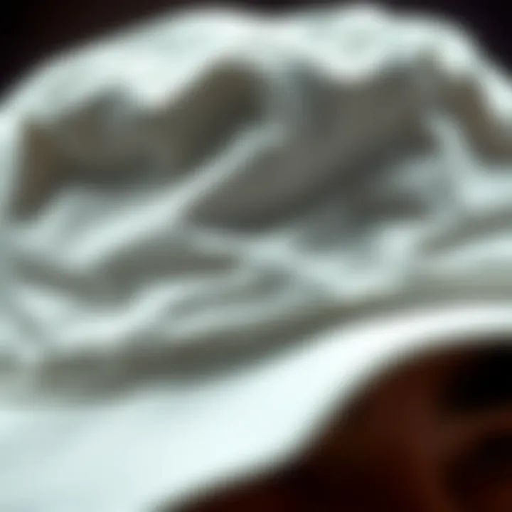 Texture of a Cheap White Bucket Hat Close-up of the texture of a cheap white bucket hat