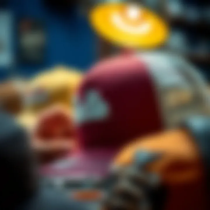 A close-up view of a custom trucker hat being designed, highlighting unique embroidery and personalization options.