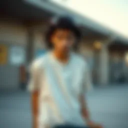 Skateboarder showcasing edgy style with unique attire