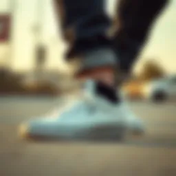 Close-up of ankle detailing on skinny jeans