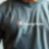 Close-up of the Grey Champion T-shirt fabric