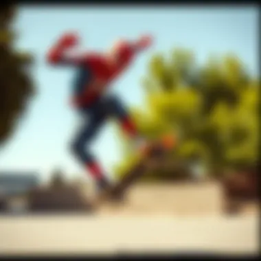 Dynamic Skateboarding Tricks Inspired by Superheroes A skateboard trick inspired by superhero feats captured in motion