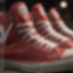 Close-up of Chuck Taylor high tops showcasing unique materials.