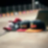 A variety of stylish snapback hats showcased on a skateboarding ramp