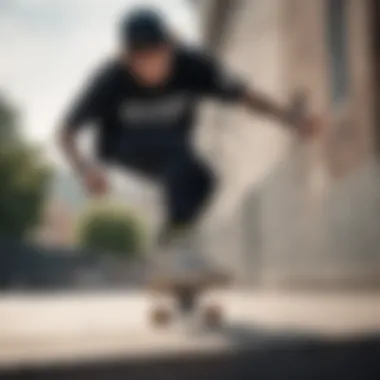 Skateboarder in Action A skateboarder performing a trick while wearing studded Vans, capturing the essence of skate culture