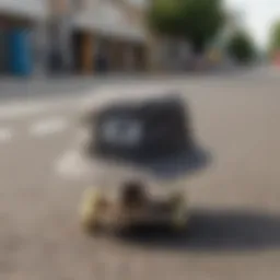 Stylish Vans bucket hat on a skateboard