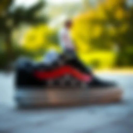 Close-up of Vans size 3.5 youth shoes showcasing their unique design