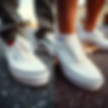 Styles of White Vans in Skate Culture Side-by-side comparison of different styles of white Vans shoes favored in skate culture