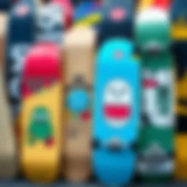 Diverse Collection of Funny Skateboard Decks A collection of various funny skateboard decks displayed together