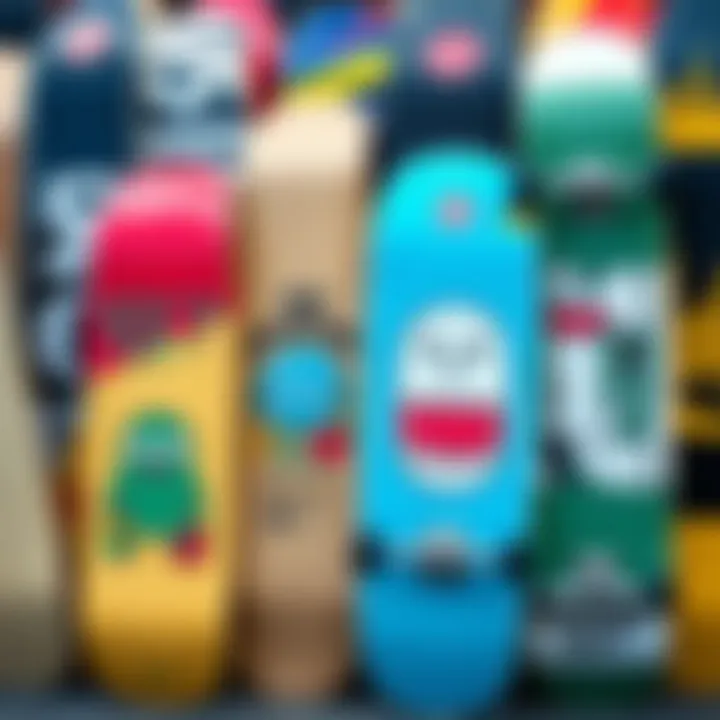Diverse Collection of Funny Skateboard Decks A collection of various funny skateboard decks displayed together