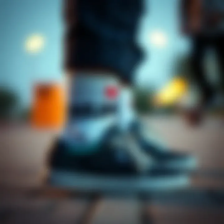 Comfort and Fit with HUF Ankle Socks Close-up of HUF ankle socks being worn with skate shoes, emphasizing comfort